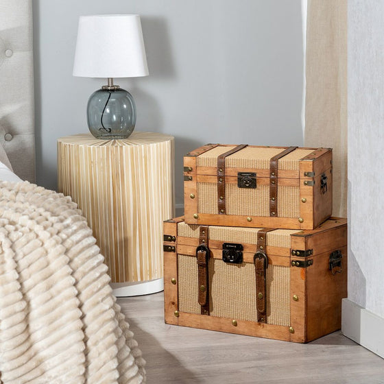 Juego de Baúles 45 x 30 x 29 cm Tejido Sintético Madera (2 Piezas)