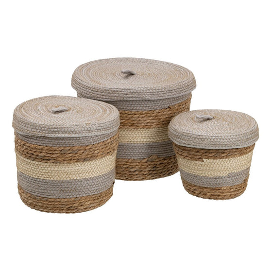 Cesta Multiusos 28 x 28 x 36 cm Natural Gris Fibra natural (3 Piezas)