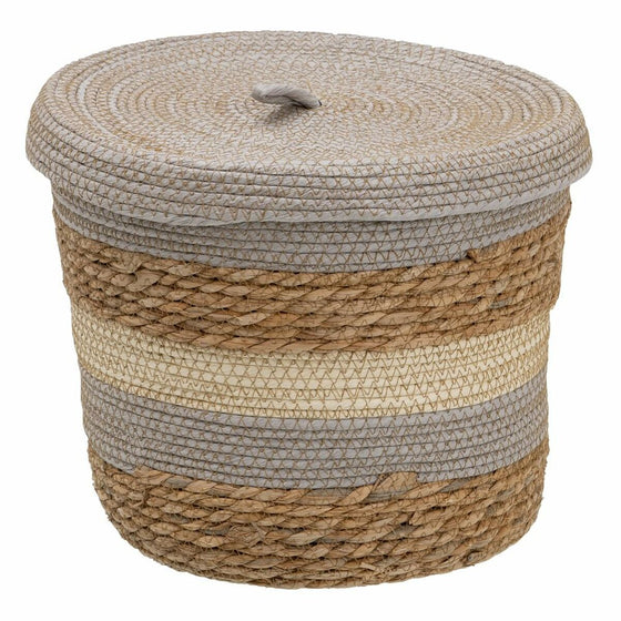 Cesta Multiusos 28 x 28 x 36 cm Natural Gris Fibra natural (3 Piezas)