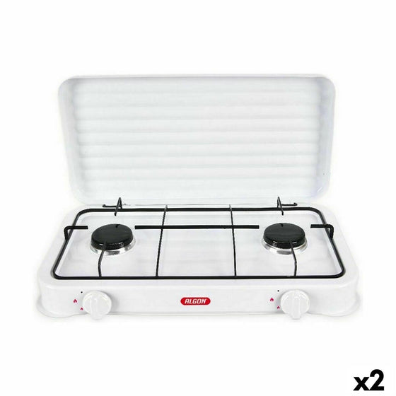 Hornillo de Gas Algon Con Tapa Blanco 4400 W 55 x 7 x 32 cm (2 Unidades)