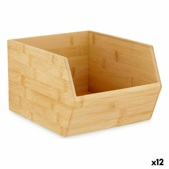 Caja Organizadora Apilable Marrón Bambú 20,1 x 15,1 x 25 cm (12 Unidades)