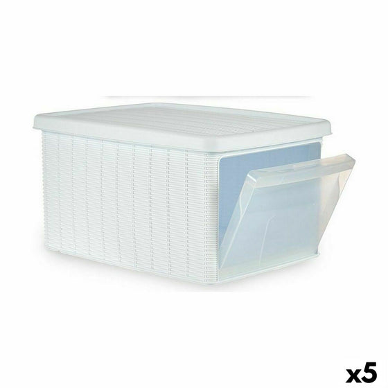 Caja de Almacenaje con Tapa Stefanplast Elegance Lateral Blanco Plástico 29 x 21 x 39 cm (5 Unidades)