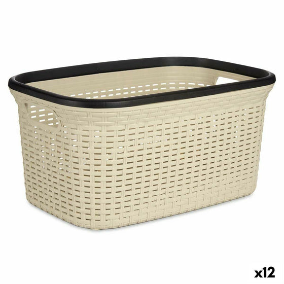 Cesto para la Ropa Crema Plástico 36 L 36 x 25,5 x 52,5 cm (12 Unidades)
