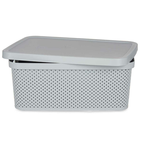 Caja de Almacenaje con Tapa Gris Plástico 13 L 28 x 15 x 39 cm (12 Unidades)