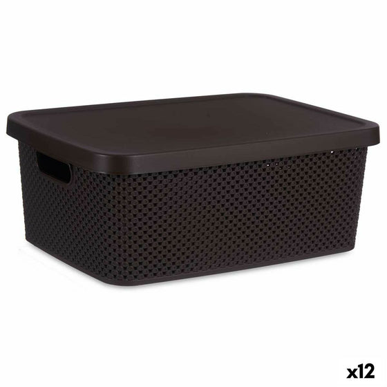 Caja de Almacenaje con Tapa Marrón Plástico 13 L 28 x 15 x 39 cm (12 Unidades)