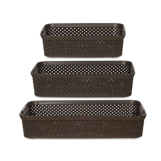 Set de Bandejas organizadoras Rectangular Marrón Plástico (6 Unidades)