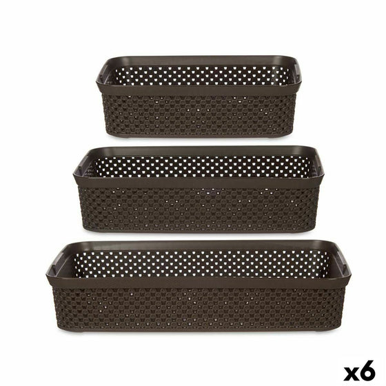 Set de Bandejas organizadoras Rectangular Marrón Plástico (6 Unidades)