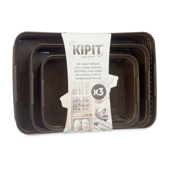 Set de Bandejas organizadoras Rectangular Marrón Plástico (6 Unidades)