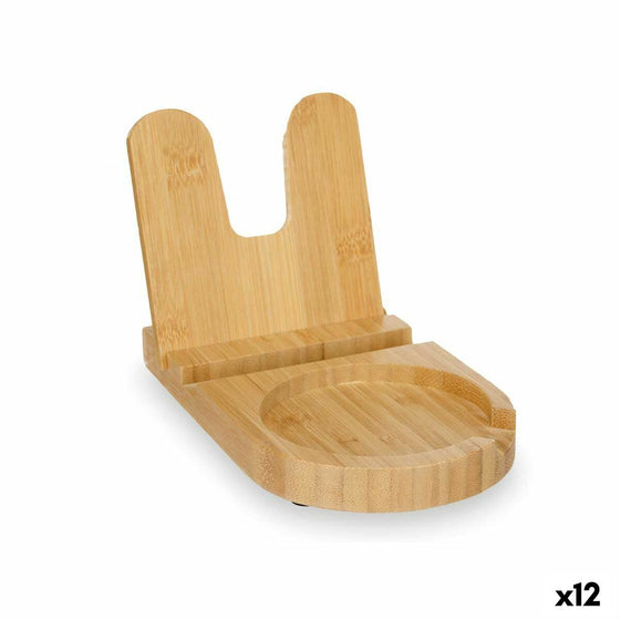 Soporte para Utensilios de Cocina Natural Bambú 12,7 x 20,5 x 3,5 cm (12 Unidades)