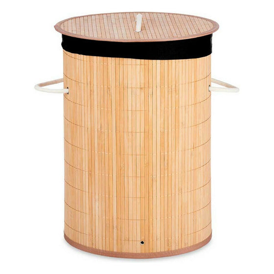 Cesto para la Ropa Sucia Natural Negro Metal Bambú 48 L Madera MDF (4 Unidades)