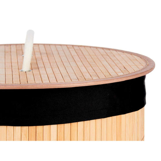 Cesto para la Ropa Sucia Natural Negro Metal Bambú 48 L Madera MDF (4 Unidades)