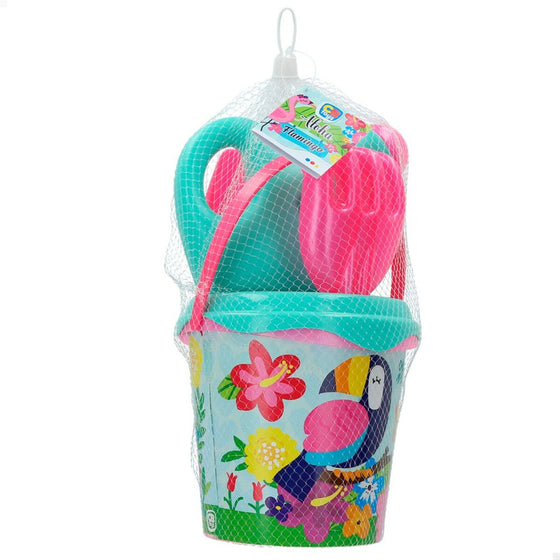 Set de Juguetes de Playa Colorbaby Ø 18 cm Flamenco rosa (16 Unidades)