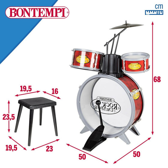 Batería Musical Bontempi Rojo Plástico 50 x 68 x 50 cm (7 Piezas) (2 Unidades)