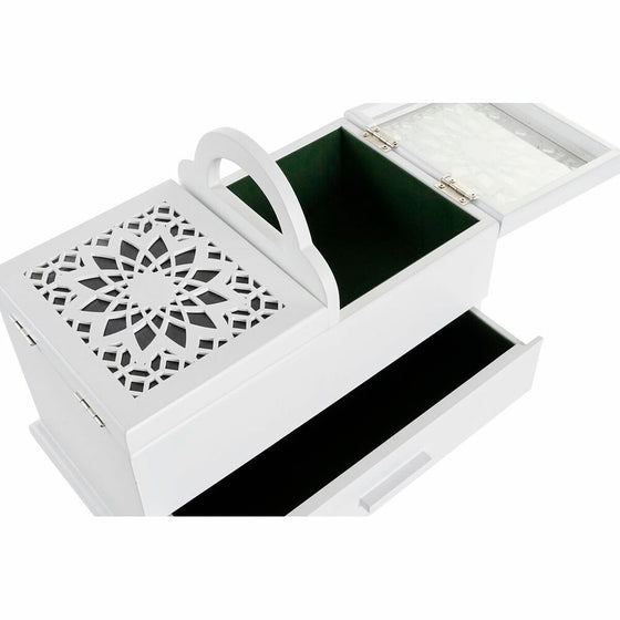 Caja-Joyero DKD Home Decor Cristal Blanco Verde Madera MDF 30 x 17 x 24 cm