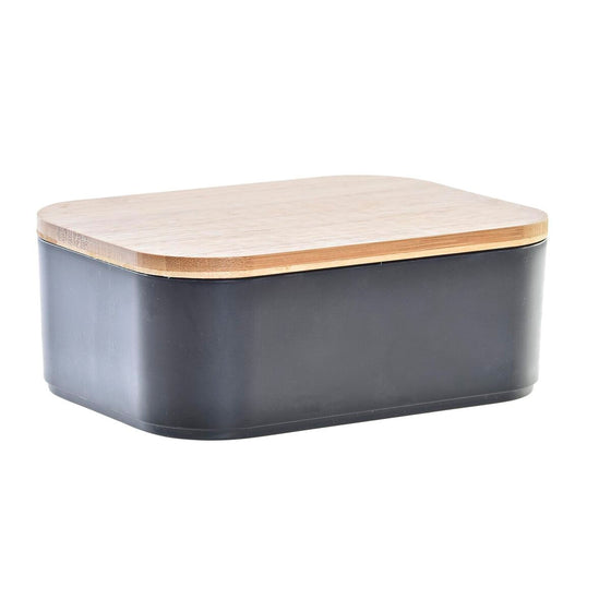 Joyero Organizador de Bambú con Espejo DKD Home Decor Negro Natural Bambú Poliestireno 15,5 x 11 x 5,8 cm