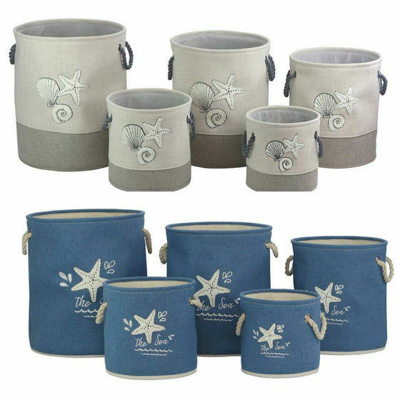 Juego de Cestas DKD Home Decor 40 x 40 x 45,5 cm Beige Azul 41 x 41 x 45 cm (2 Unidades)