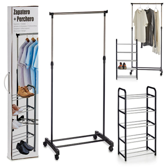 Set Zapatero Perchero Metal Plástico (43 x 155 x 80 cm)
