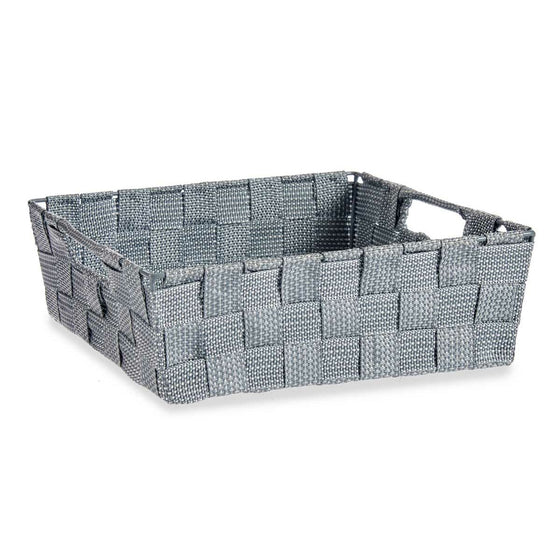 Cesta Trenzada 23 x 8 x 27 cm Gris Tela