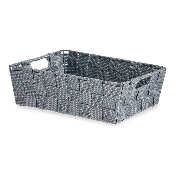 Cesta Trenzada 23 x 8 x 27 cm Gris Tela