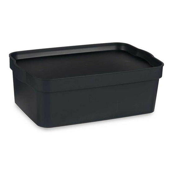 Caja de Almacenaje con Tapa Antracita Plástico (21,5 x 11 x 32 cm)