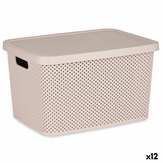 Caja de Almacenaje con Tapa Rosa Plástico 19 L (28 x 22,5 x 39 cm) (12 Unidades)