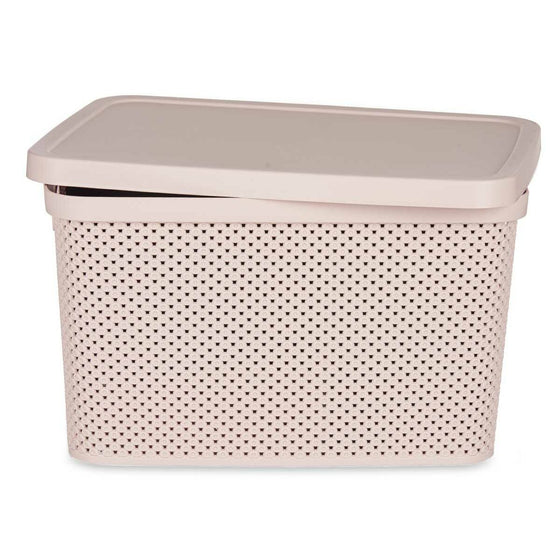 Caja de Almacenaje con Tapa Rosa Plástico 19 L (28 x 22,5 x 39 cm) (12 Unidades)