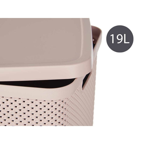 Caja de Almacenaje con Tapa Rosa Plástico 19 L (28 x 22,5 x 39 cm) (12 Unidades)