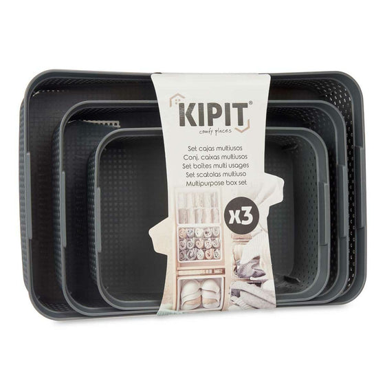 Set de Bandejas organizadoras Rectangular Antracita Plástico (6 Unidades)