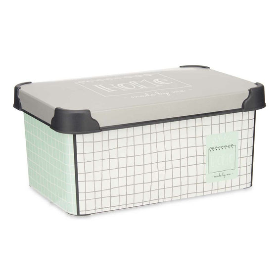 Caja de Almacenaje con Tapa Home Cuadriculado Plástico 5 L 19 x 13,5 x 29 cm (12 Unidades)