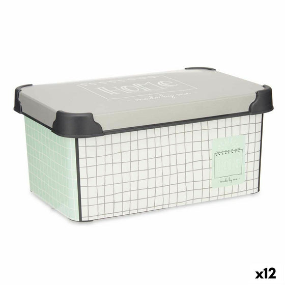 Caja de Almacenaje con Tapa Home Cuadriculado Plástico 5 L 19 x 13,5 x 29 cm (12 Unidades)